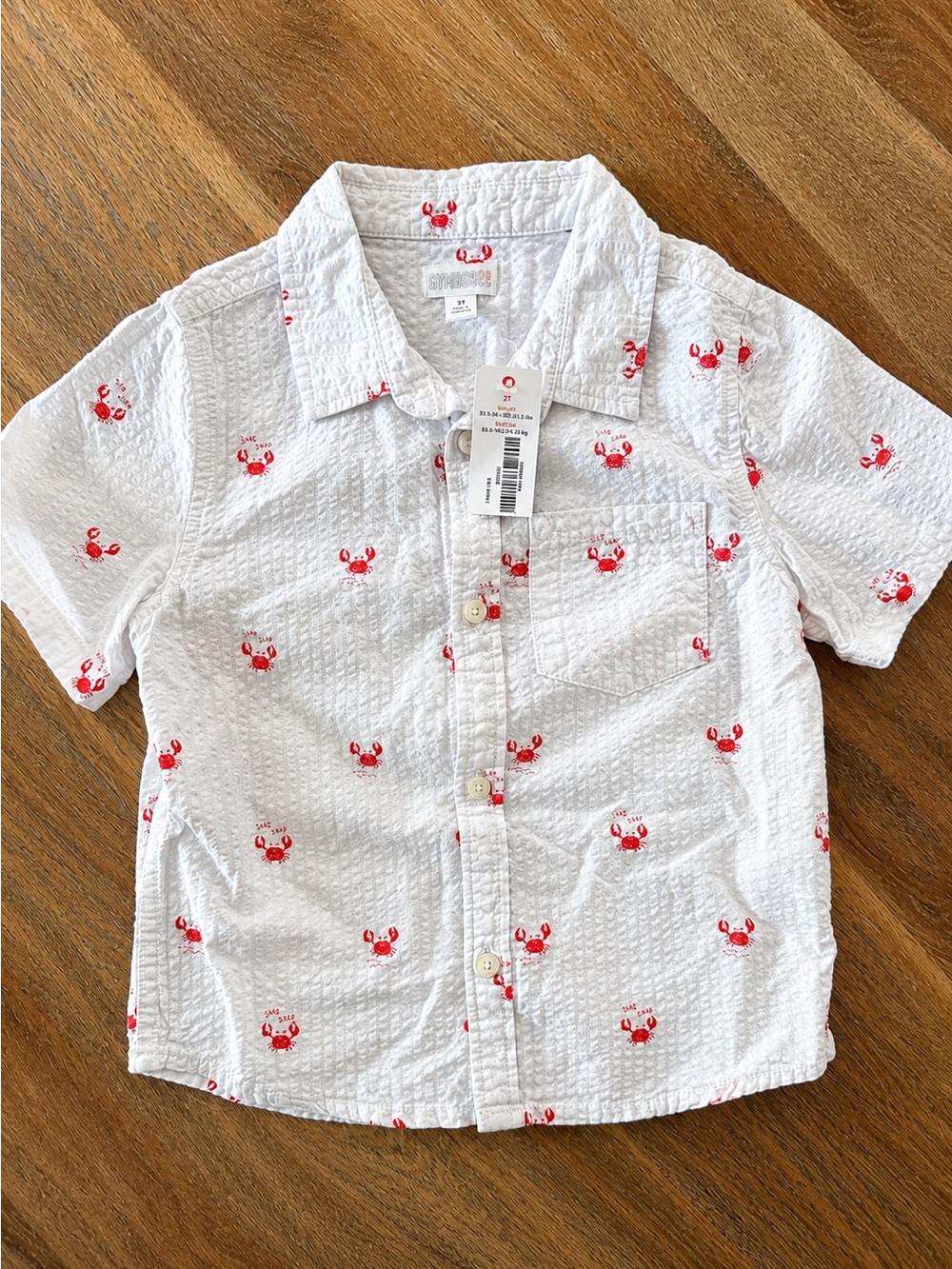 NWT Gymboree Baby Seersucker Crab Button Down Shirt Boys 2T Beach Coastal